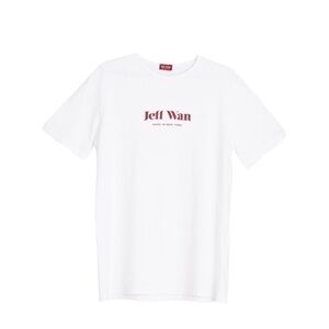 Jeff Wan New York 100% Cotton Logo‎ White Tee T-Shirt